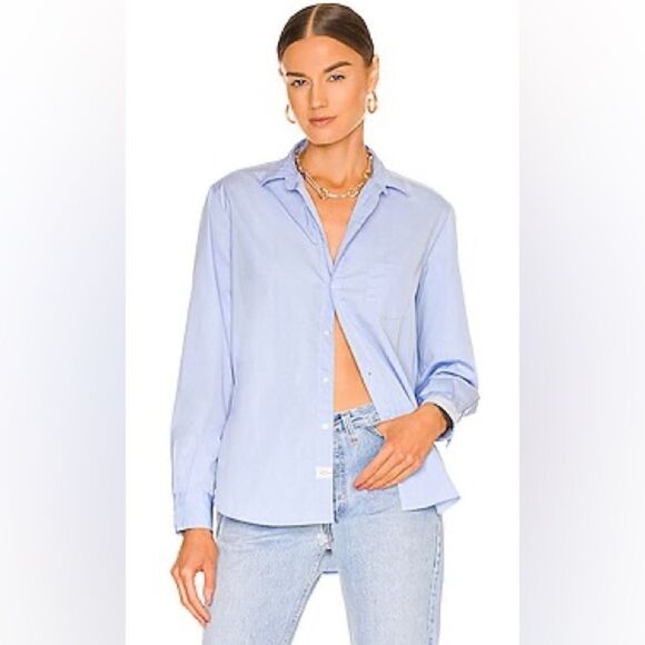Frank & Eileen woven button up in blue end on end - Picture 1 of 7